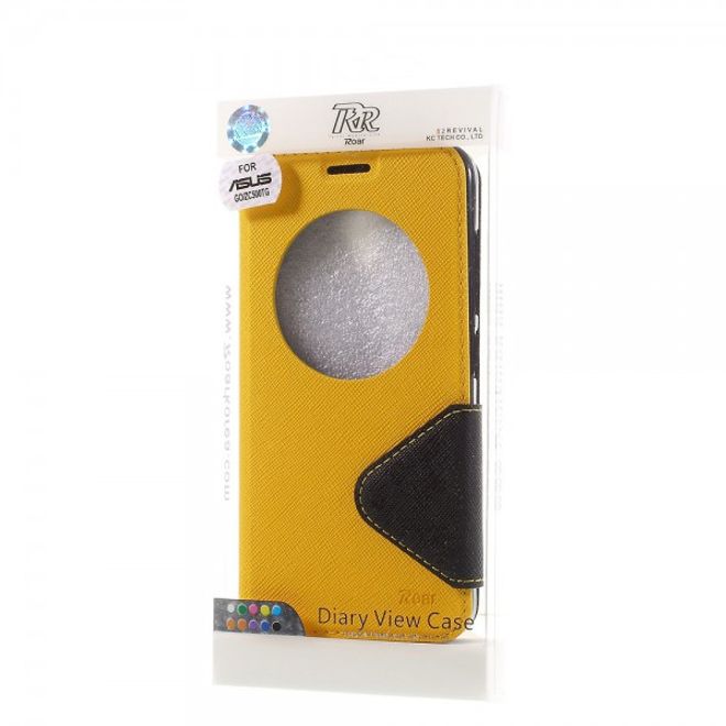 Roar Korea - Handyhülle für Asus Zenfone Go - Case aus Leder - Diary View Series - gelb