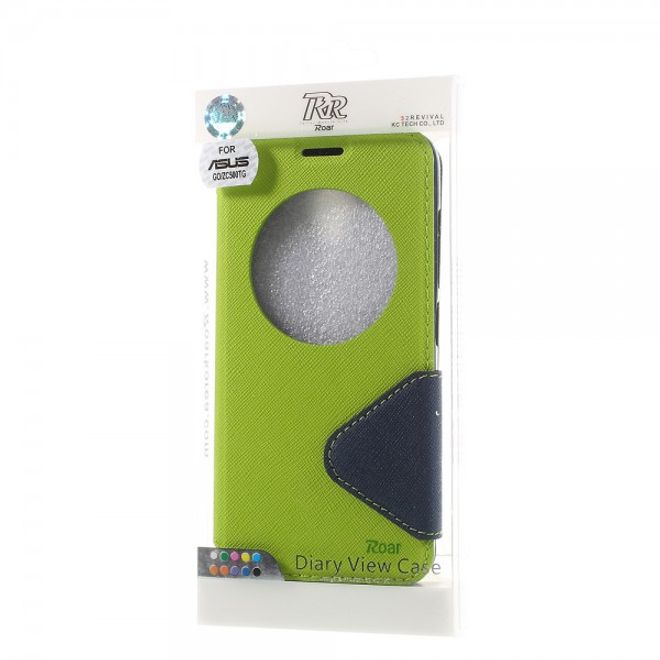 Roar Korea - Handyhülle für Asus Zenfone Go - Case aus Leder - Diary View Series - grün