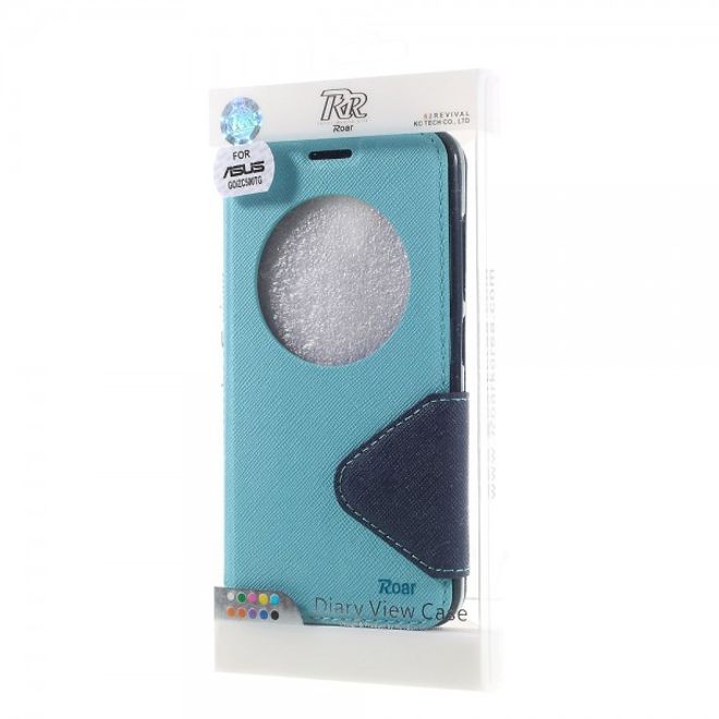 Roar Korea - Handyhülle für Asus Zenfone Go - Case aus Leder - Diary View Series - hellblau