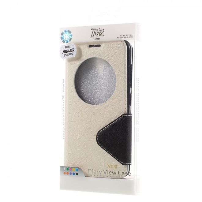 Roar Korea - Handyhülle für Asus Zenfone Go - Case aus Leder - Diary View Series - weiss
