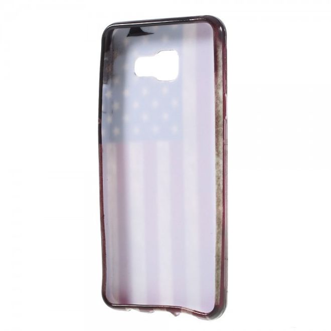 Samsung Galaxy A3 (2016) Elastische, glänzende Plastik Cover Handy Hülle mit USA Flagge im Retrolook