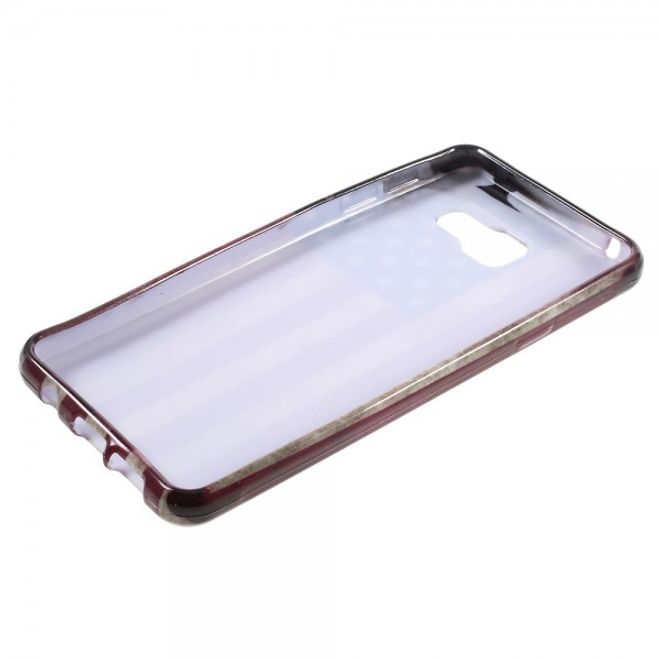Samsung Galaxy A3 (2016) Elastische, glänzende Plastik Cover Handy Hülle mit USA Flagge im Retrolook