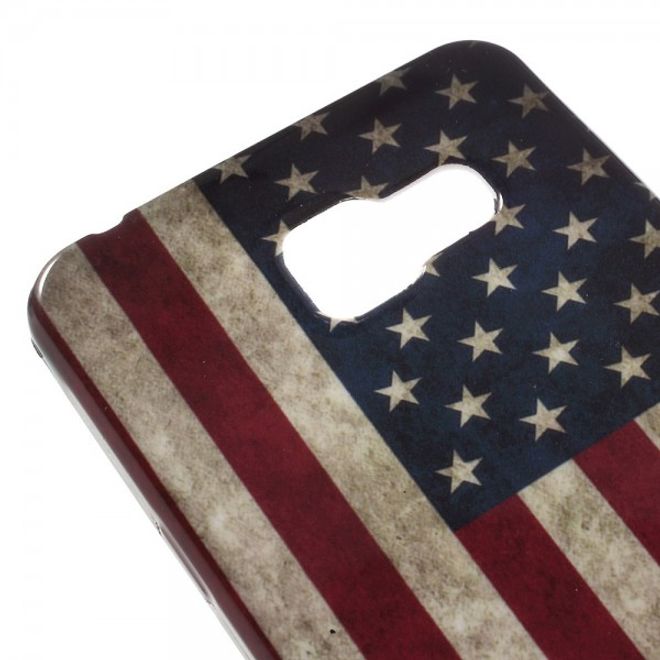 Samsung Galaxy A3 (2016) Elastische, glänzende Plastik Cover Handy Hülle mit USA Flagge im Retrolook