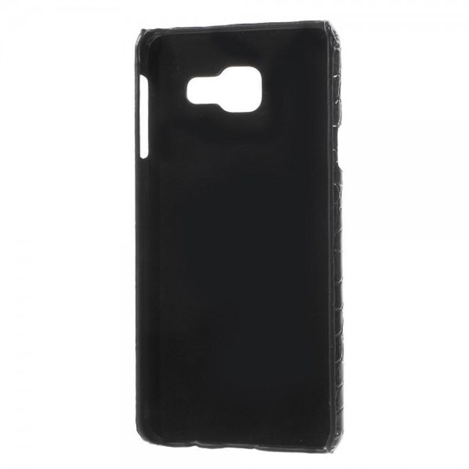 Samsung Galaxy A3 (2016) Hart Plastik Case Hülle mit Lederüberzug und Krokodiltextur - schwarz