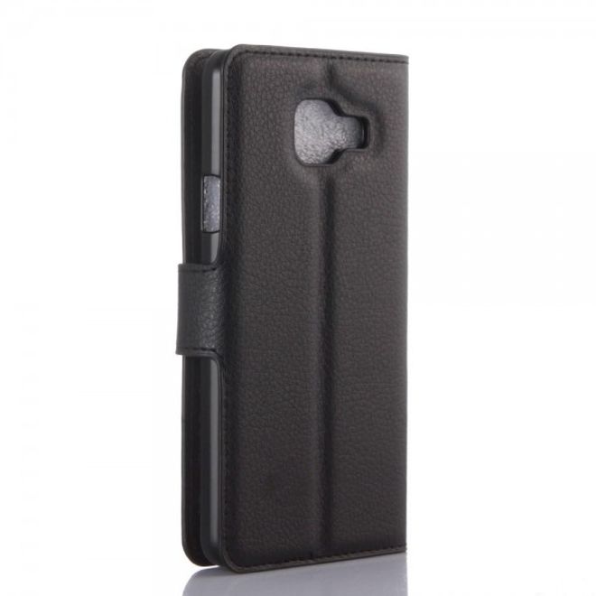 Samsung Galaxy A3 (2016) Modische Leder Case Hülle mit Litchitextur und Standfunktion - schwarz