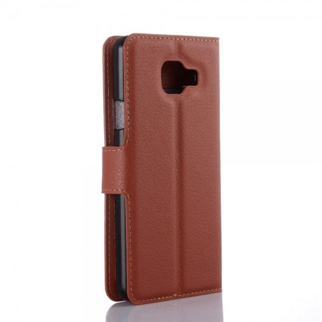 Samsung Galaxy A3 (2016) Modische Leder Case Hülle mit Litchitextur und Standfunktion - braun