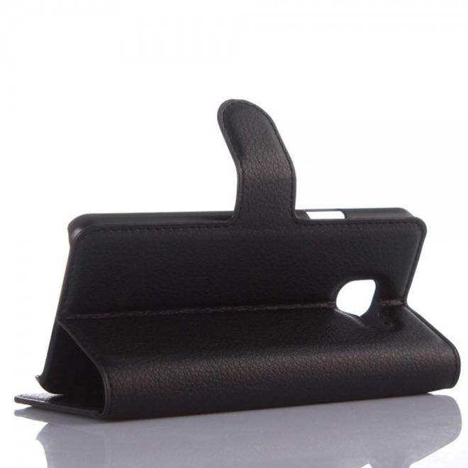 Samsung Galaxy A3 (2016) Modische Leder Case Hülle mit Litchitextur und Standfunktion - schwarz