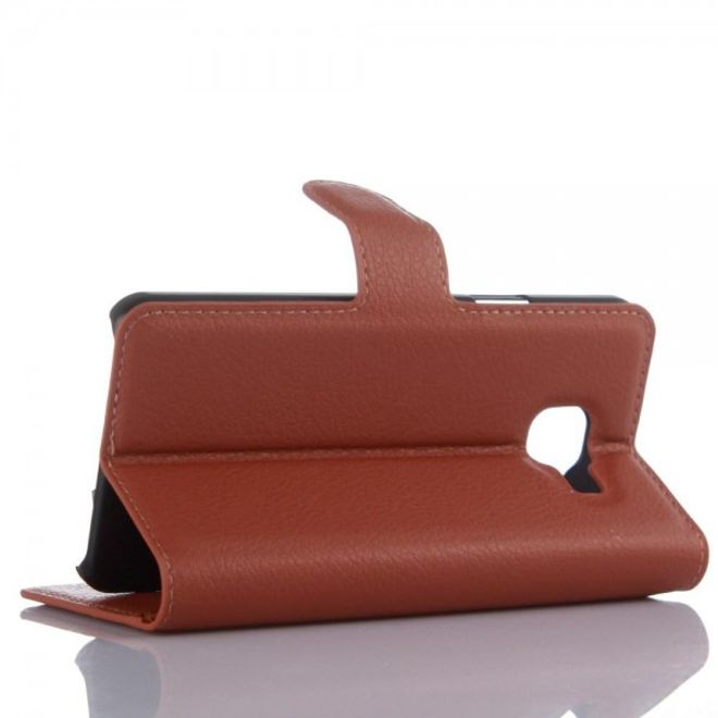 Samsung Galaxy A3 (2016) Modische Leder Case Hülle mit Litchitextur und Standfunktion - braun