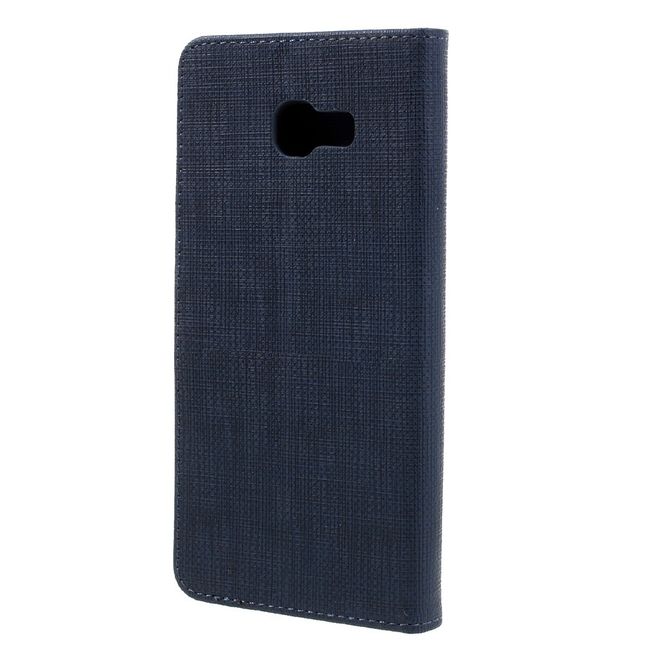 Samsung Galaxy A3 (2017) Handyhülle - Leder Flip Case - mit Leinentextur - dunkelblau