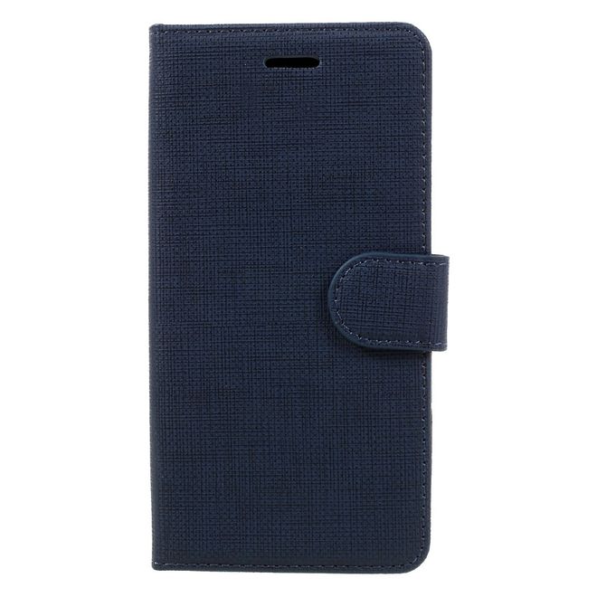 Samsung Galaxy A3 (2017) Handyhülle - Leder Flip Case - mit Leinentextur - dunkelblau