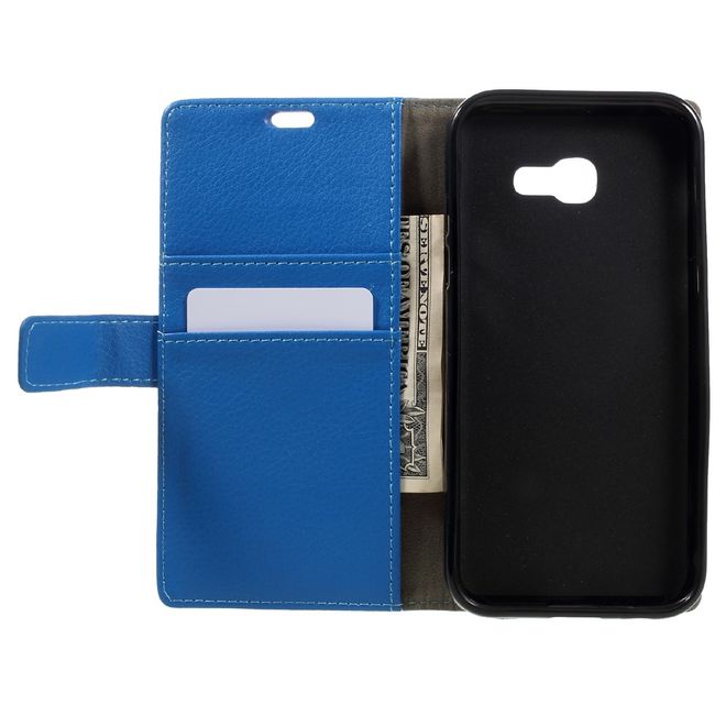 Samsung Galaxy A3 (2017) Hülle - Case aus Leder - mit Litchitextur - blau