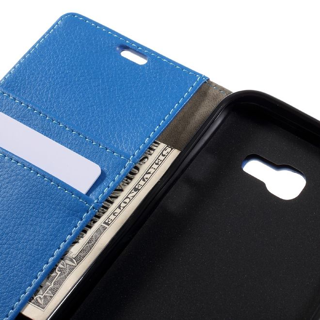 Samsung Galaxy A3 (2017) Hülle - Case aus Leder - mit Litchitextur - blau