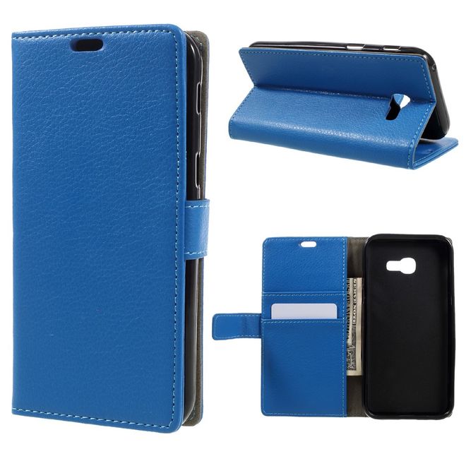Samsung Galaxy A3 (2017) Hülle - Case aus Leder - mit Litchitextur - blau