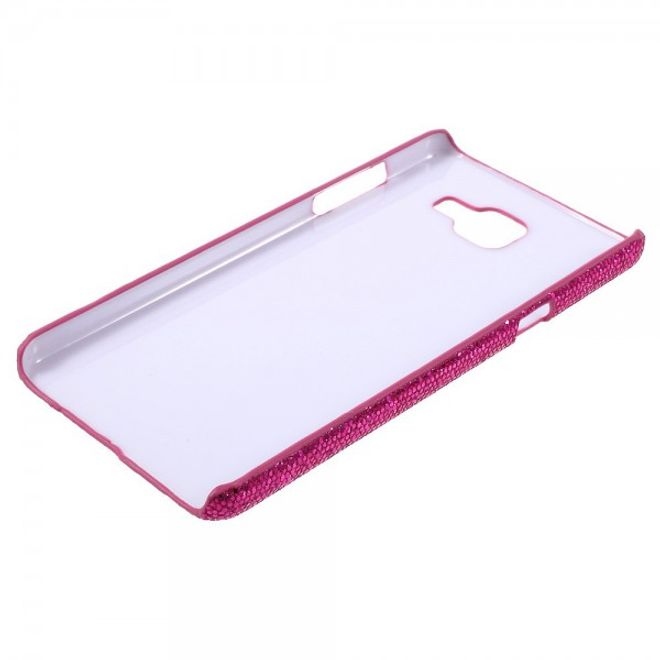Samsung Galaxy A5 (2016) Glitzerndes Hart Plastik Cover Case mit lederartiger Oberfläche - rosa