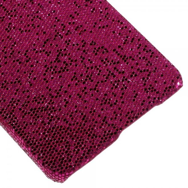 Samsung Galaxy A5 (2016) Glitzerndes Hart Plastik Cover Case mit lederartiger Oberfläche - rosa