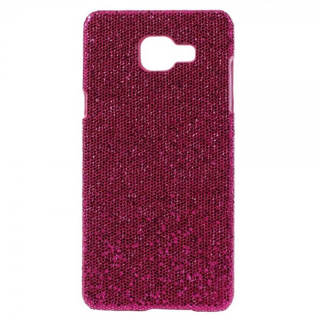 Samsung Galaxy A5 (2016) Glitzerndes Hart Plastik Cover Case mit lederartiger Oberfläche - rosa