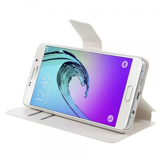 Samsung Galaxy A5 (2016) Klassische Crazy Horse Leder Case Hülle - weiss