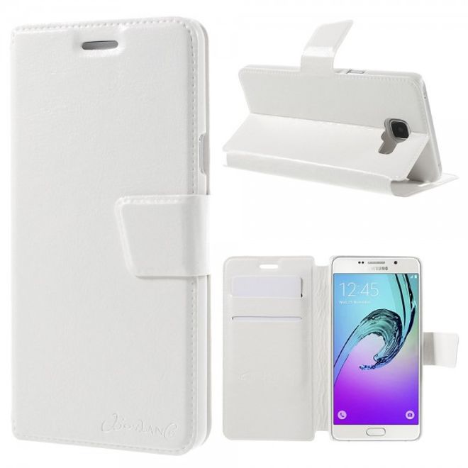 Samsung Galaxy A5 (2016) Klassische Crazy Horse Leder Case Hülle - weiss