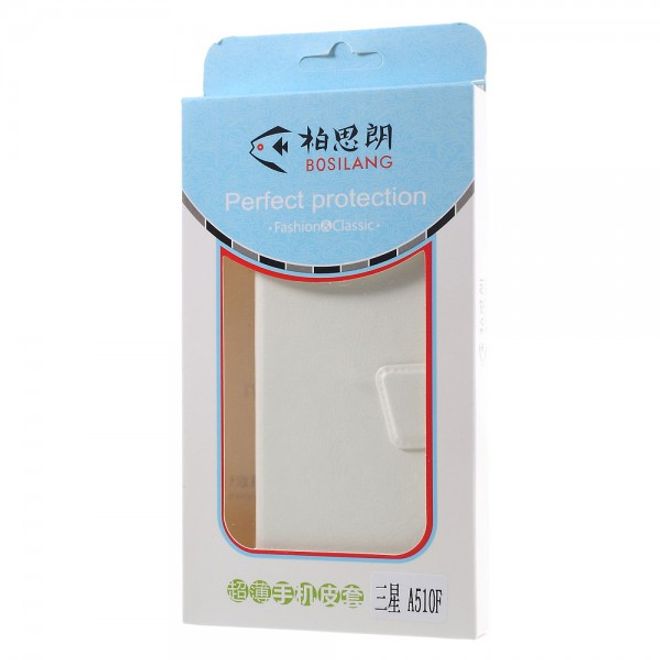 Samsung Galaxy A5 (2016) Klassische Crazy Horse Leder Case Hülle - weiss