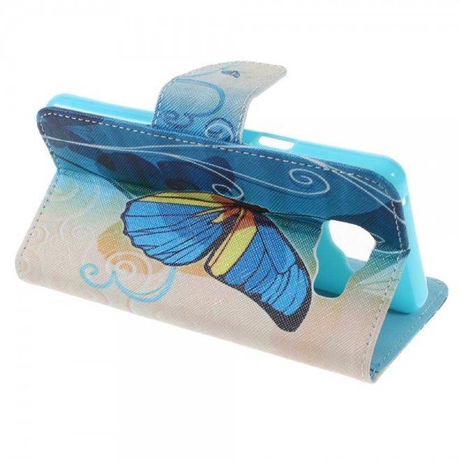 Samsung Galaxy A5 (2016) Leder Case Hülle mit traumhaft schönem Schmetterling