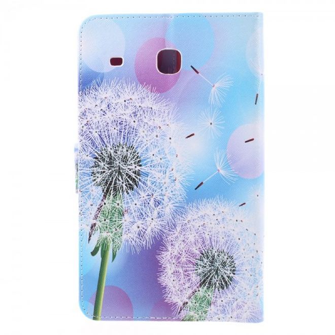 Samsung Galaxy E 8.0 Schicke Leder Case Flip Hülle mit Löwenzahn und Kreisen