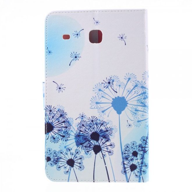 Samsung Galaxy E 8.0 Schicke Leder Case Flip Hülle mit blauem Löwenzahn