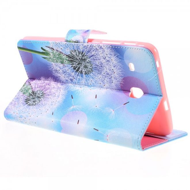 Samsung Galaxy E 8.0 Schicke Leder Case Flip Hülle mit Löwenzahn und Kreisen