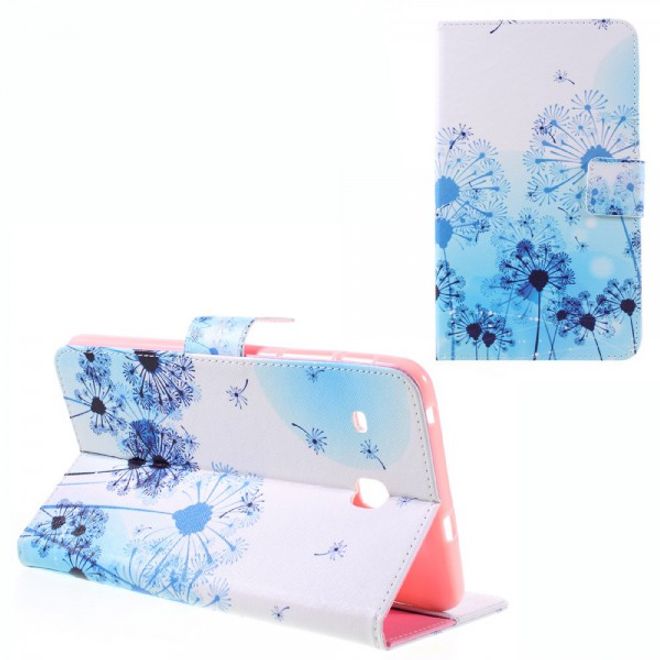 Samsung Galaxy E 8.0 Schicke Leder Case Flip Hülle mit blauem Löwenzahn