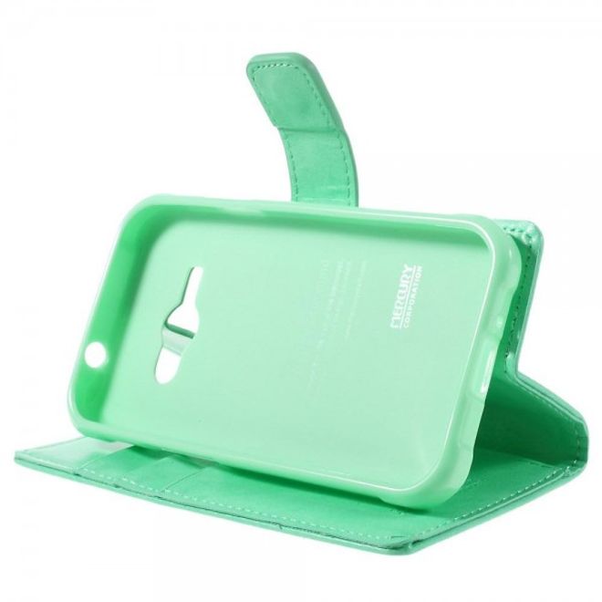 Goospery - Samsung Galaxy J1 Ace Hülle - Handy Bookcover - Bluemoon Diary Series - mint