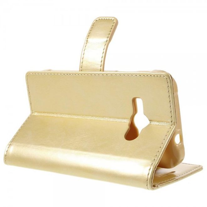 Goospery - Samsung Galaxy J1 Ace Hülle - Handy Bookcover - Bluemoon Diary Series - gold
