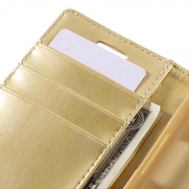 Goospery - Samsung Galaxy J1 Ace Hülle - Handy Bookcover - Bluemoon Diary Series - gold