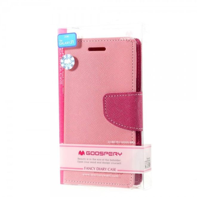 Goospery - Samsung Galaxy J1 (2015) Hülle - Handy Bookcover - Fancy Diary Series - rosa/pink