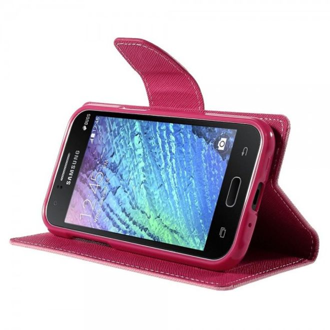 Goospery - Samsung Galaxy J1 (2015) Hülle - Handy Bookcover - Fancy Diary Series - rosa/pink