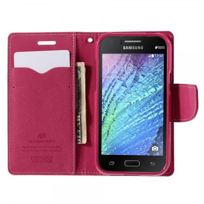 Goospery - Samsung Galaxy J1 (2015) Hülle - Handy Bookcover - Fancy Diary Series - rosa/pink