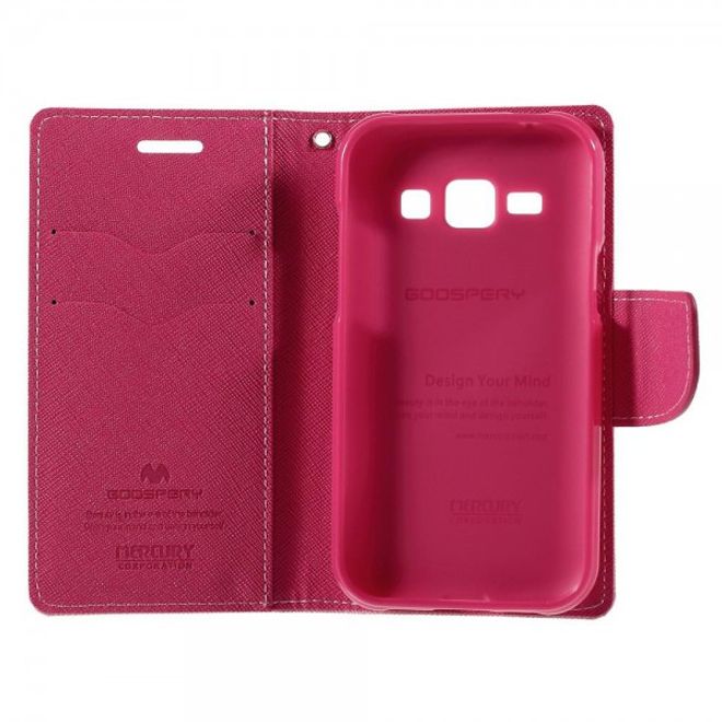 Goospery - Samsung Galaxy J1 (2015) Hülle - Handy Bookcover - Fancy Diary Series - rosa/pink