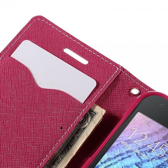 Goospery - Samsung Galaxy J1 (2015) Hülle - Handy Bookcover - Fancy Diary Series - rosa/pink