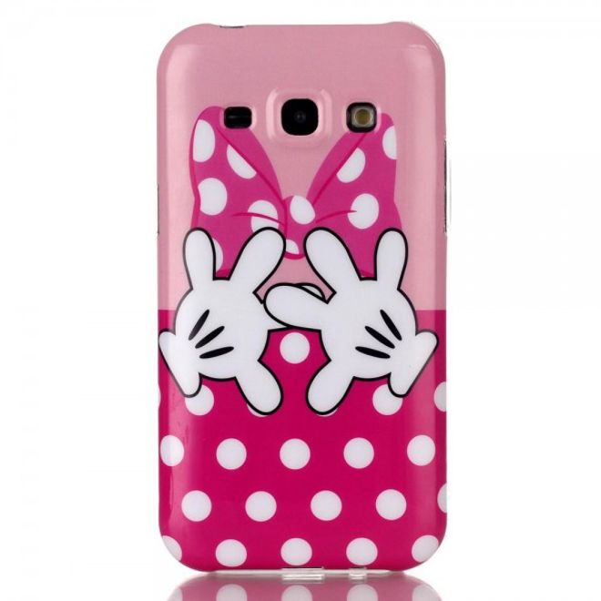 Samsung Galaxy J5 Elastische, sanfte Plastik Case Hülle mit Händen und weissen Punkten