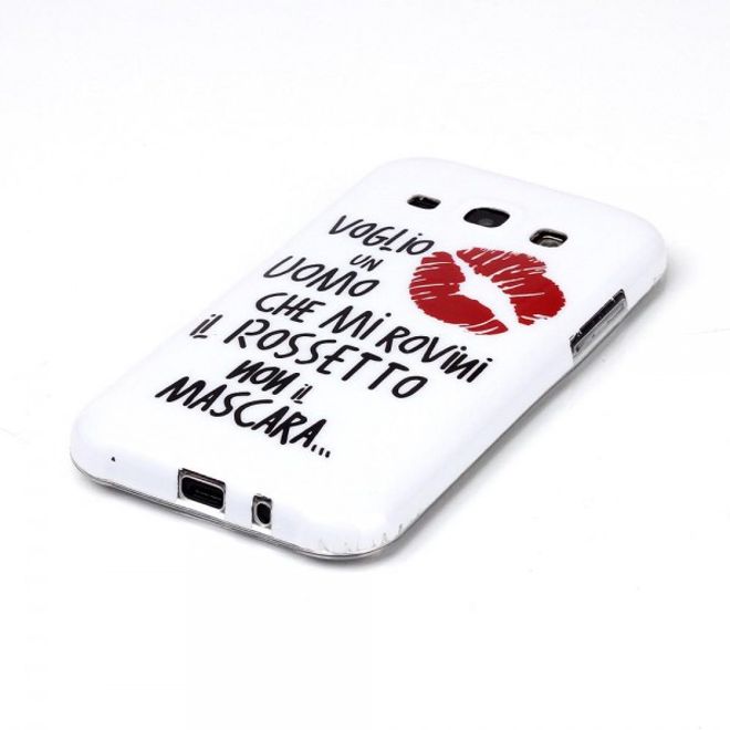 Samsung Galaxy J5 Elastische, sanfte Plastik Case Hülle mit roten Lippen und Schriftzug