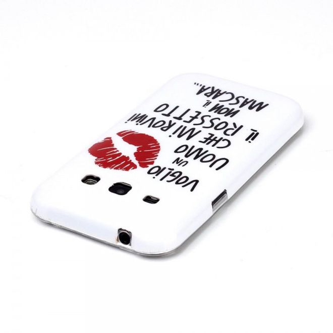 Samsung Galaxy J5 Elastische, sanfte Plastik Case Hülle mit roten Lippen und Schriftzug