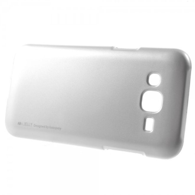 Goospery - Samsung Galaxy J5 (2015) Handy Hülle - TPU Soft Case - i Jelly Metal Series - silber