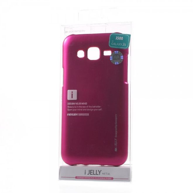 Goospery - Samsung Galaxy J5 (2015) Handy Hülle - TPU Soft Case - i Jelly Metal Series - pink