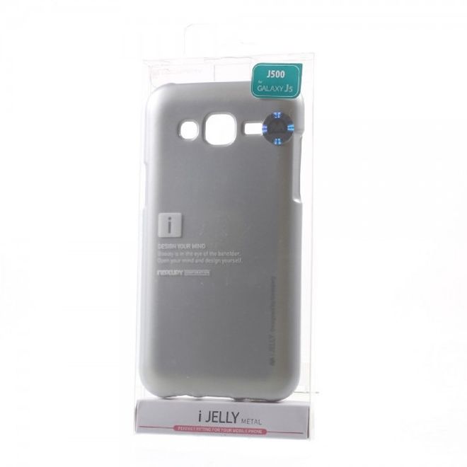 Goospery - Samsung Galaxy J5 (2015) Handy Hülle - TPU Soft Case - i Jelly Metal Series - silber