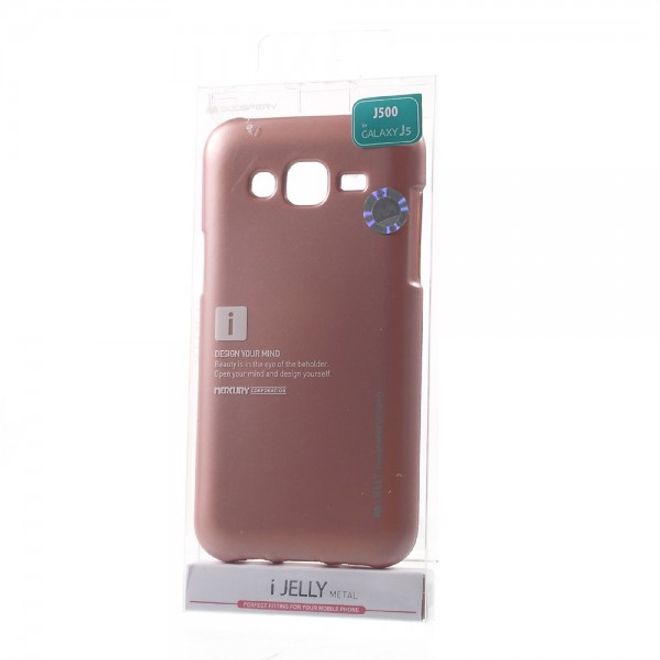 Goospery - Samsung Galaxy J5 (2015) Handy Hülle - TPU Soft Case - i Jelly Metal Series - rosegold