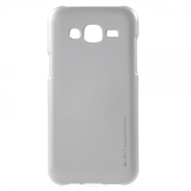 Goospery - Samsung Galaxy J5 (2015) Handy Hülle - TPU Soft Case - i Jelly Metal Series - silber