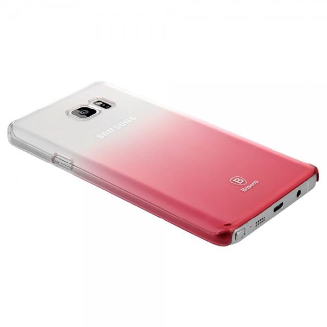 Samsung Galaxy Note 5 Hart Plastik Handy Case mit Farbverlauf von Baseus - transparent/pink