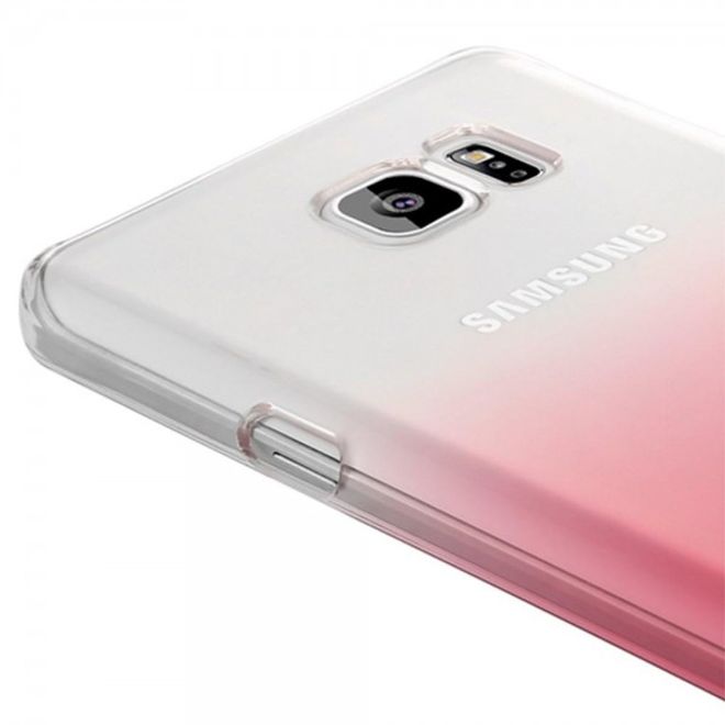 Samsung Galaxy Note 5 Hart Plastik Handy Case mit Farbverlauf von Baseus - transparent/pink
