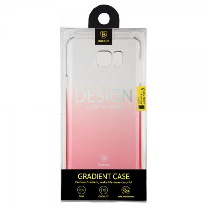 Samsung Galaxy Note 5 Hart Plastik Handy Case mit Farbverlauf von Baseus - transparent/pink
