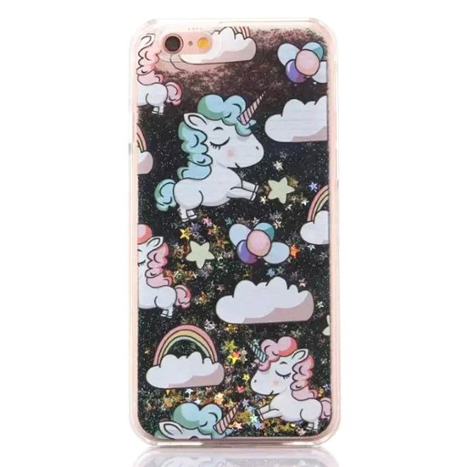 Galaxy S6 Edge Einhorn Glitzer Hülle - Bling Bling Case aus Plastik - schwarz/gold