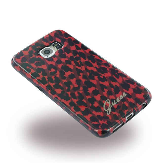 Galaxy S6 Edge Guess Animal Python Elastische Plastik Case Hülle - rot