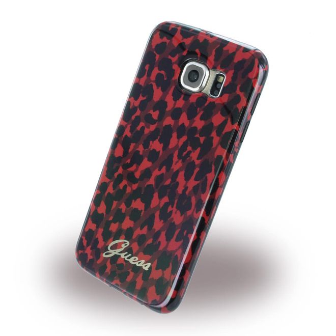 Galaxy S6 Edge Guess Animal Python Elastische Plastik Case Hülle - rot